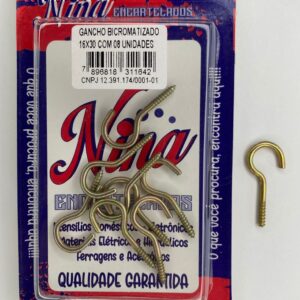 GANCHO BICROMATIZADO 16X30 COM 08 UNIDADES
