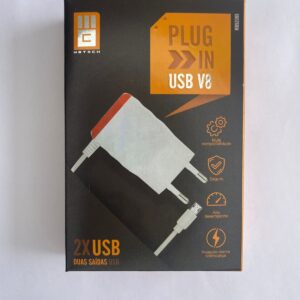 CARREGADOR COM CABO MICRO USB V8 COM 2 ENTRADAS