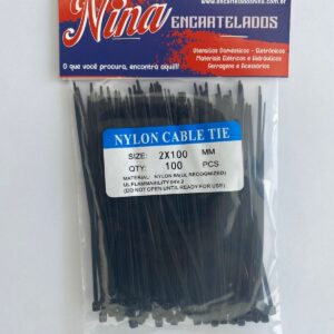 ABRAÇADEIRA DE NYLON 2,0×100 PRETA C/100 UNIDADES