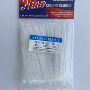 ABRAÇADEIRA DE NYLON 2,0×100 BRANCA C/100 UNIDADES