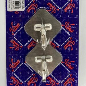 GANCHO ADESIVO INOX QUADRADO COM 2 UNIDADES