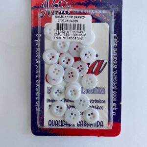 BOTÃO 1,5cm BRANCO COM 20 UNIDADES