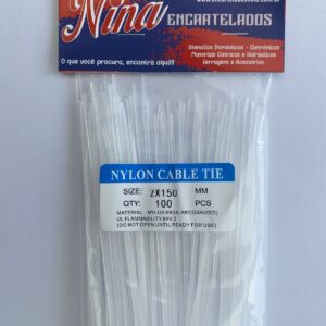 ABRAÇADEIRA DE NYLON 2,0×150 BRANCA C/100 UNIDADES