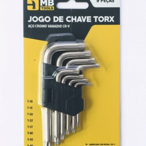 KIT CHAVE TORX COM 9 PEÇAS DE AÇO