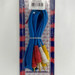 CABO AUDIO E VIDEO REFORÇADO AZUL 1,5M  NA CARTELA