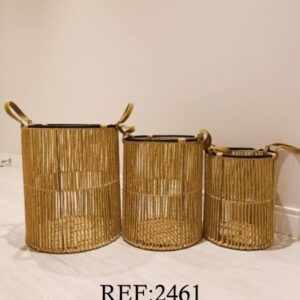 CONJUNTO COM 3 CESTOS TRANÇADOS 25X31, 30X36, 35X41CM