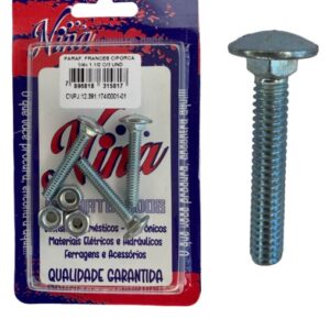 PARAFUSO FRANCES C/PORCA 1/4X1. 1/2 C/3 UNIDADES