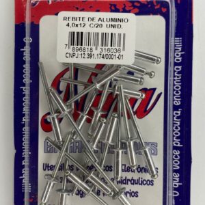REBITE DE ALUMINIO 4,0X12MM C/20 UNIDADES