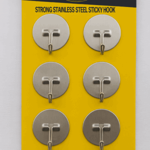 GANCHO ADESIVO INOX 6 UNIDADES (REDONDO)