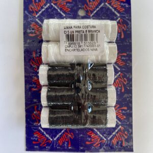 LINHA DE COSTURA PRETA E BRANCA 5 UNIDADES