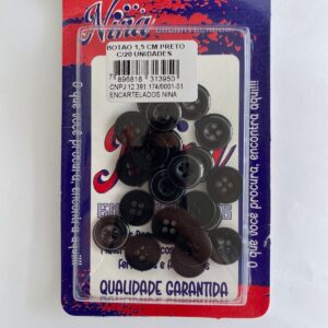 BOTÃO 1,5cm PRETO COM 20 UNIDADES