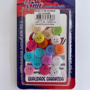 BOTÃO 1,5cm COLORIDO COM 20 UNIDADES