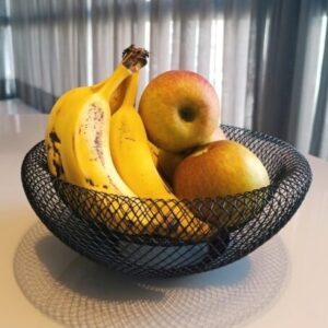 FRUTEIRA ARAMADO DE METAL PRETA 25cm cmp. x 10cm alt.